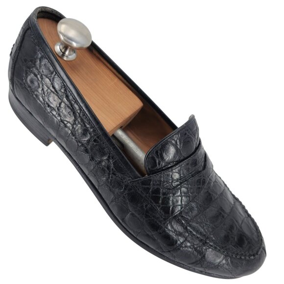 Salvatore Ferragamo Other - Salvatore Ferragamo Exotic Black Crocodile Dress Shoes Men's 8.5EE Penny Loafers